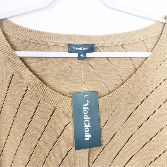 𝅺MODCLOTH Slant Get Enough Sweater Cardigan Sand NWT - Picture 10 of 13